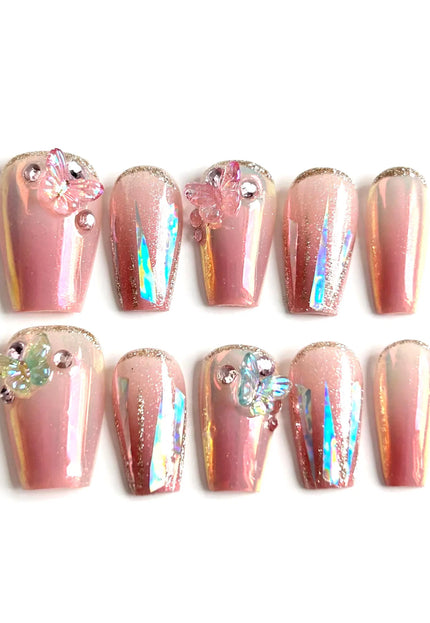Butterfly Chrome Press-On Nails