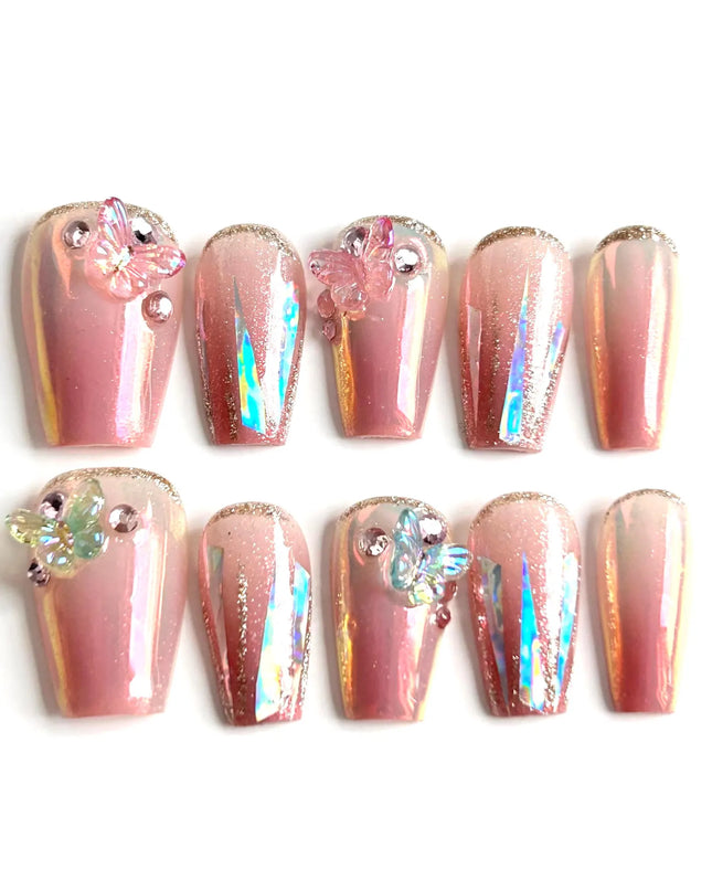 Butterfly Chrome Press-On Nails