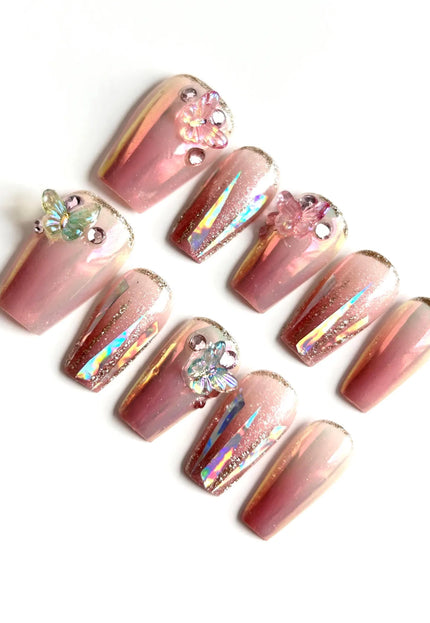 Butterfly Chrome Press-On Nails