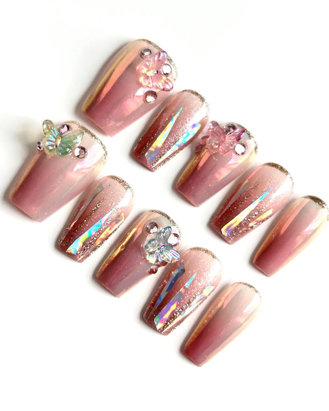 Butterfly Chrome Press-On Nails
