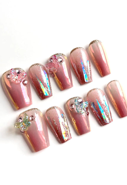 Butterfly Chrome Press-On Nails