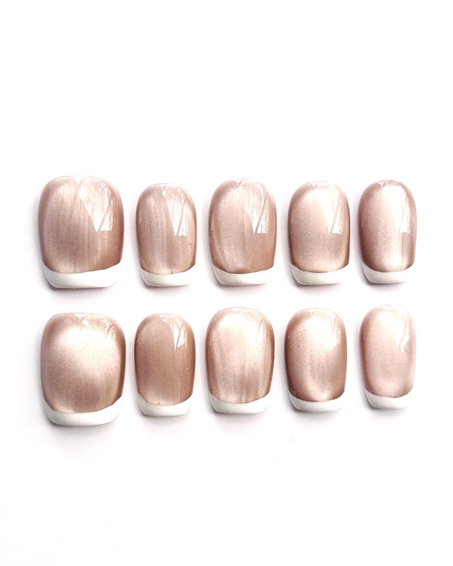 Pearl French-Tip Press On Nails