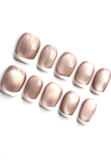 Pearl French-Tip Press On Nails