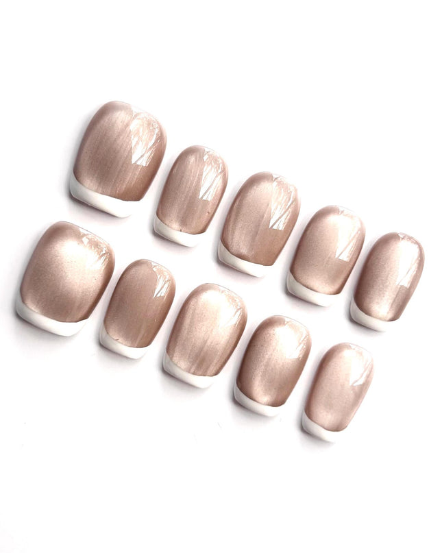 Pearl French-Tip Press On Nails
