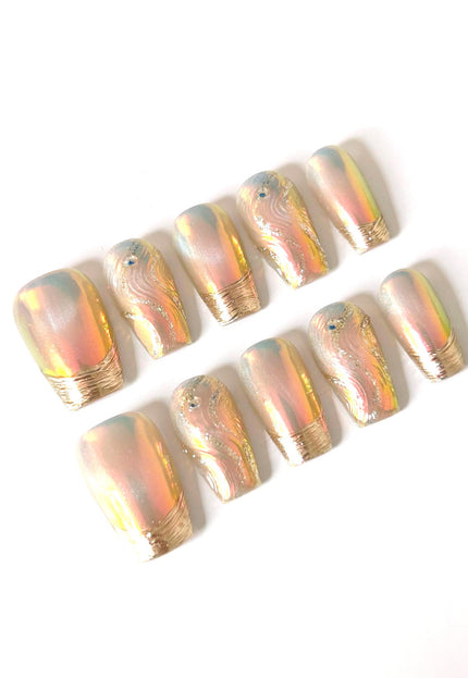 Chrome Swirl Press On Nails