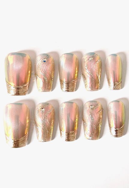 Chrome Swirl Press On Nails