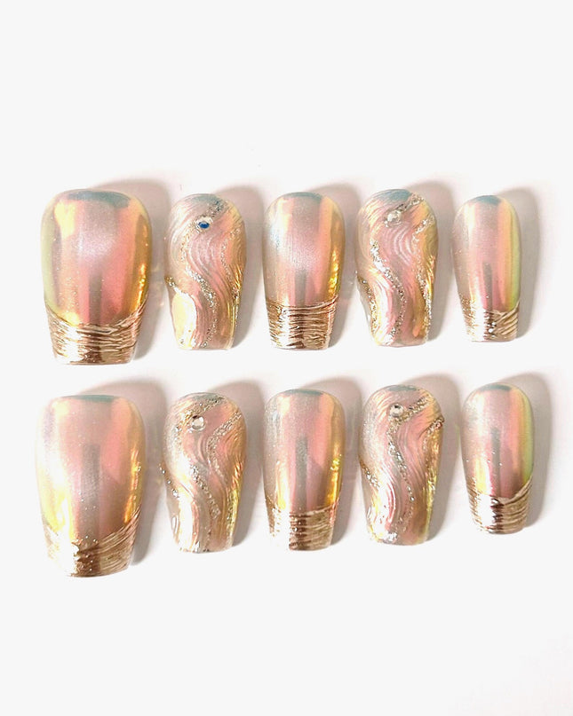Chrome Swirl Press On Nails