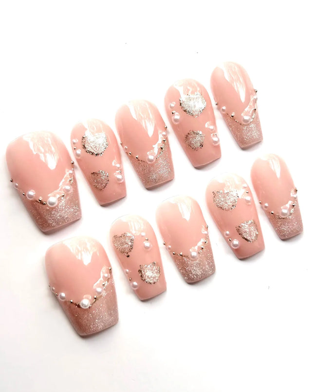 Pearl Glitter Press On Nails