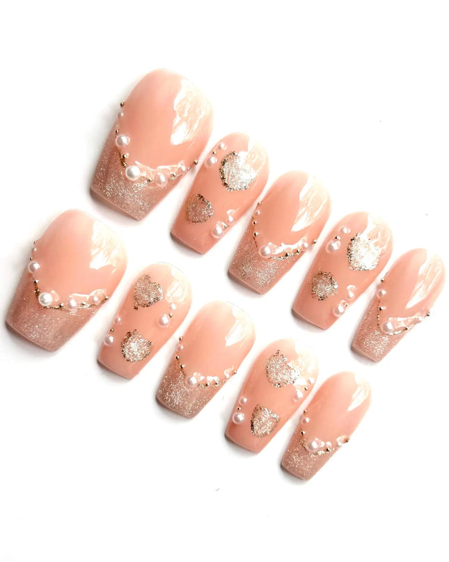 Pearl Glitter Press On Nails