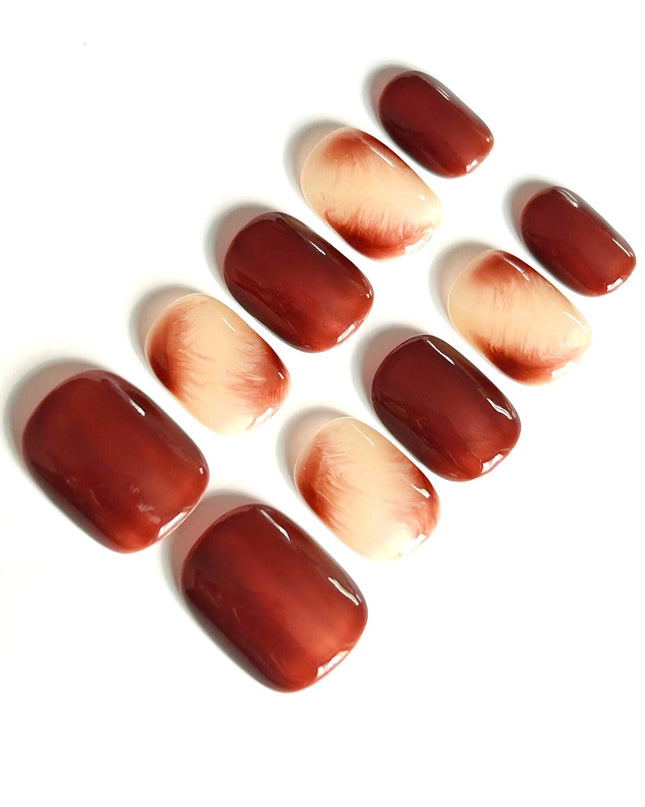 Mocha Swirl Press On Nails
