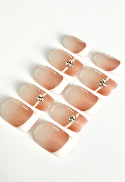 French-Tip Gems Press On Nails