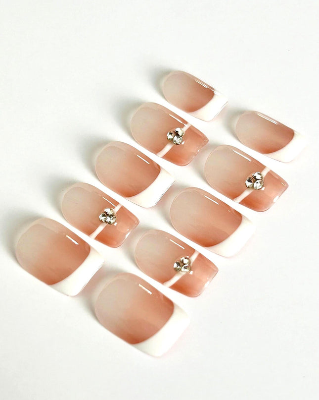 French-Tip Gems Press On Nails