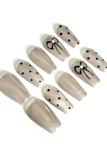 Silver Polka Dot Press On Nails