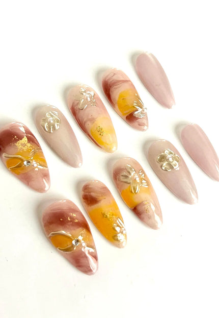 Amber Swirl Press On Nails