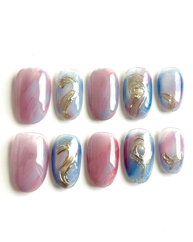 Lavender Swirl Press On Nails