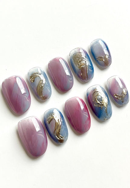 Lavender Swirl Press On Nails