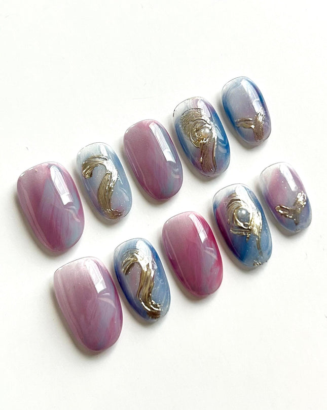 Lavender Swirl Press On Nails