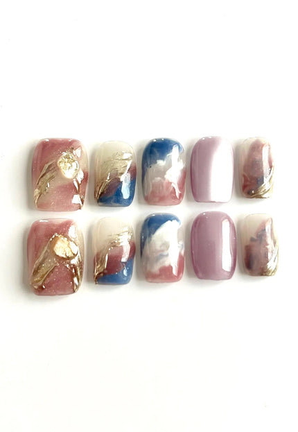 Violet Marble Press On Nails