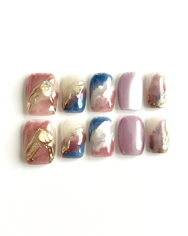 Violet Marble Press On Nails
