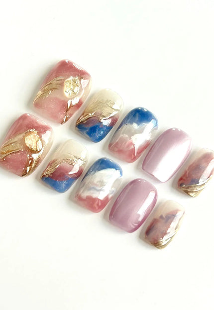Violet Marble Press On Nails