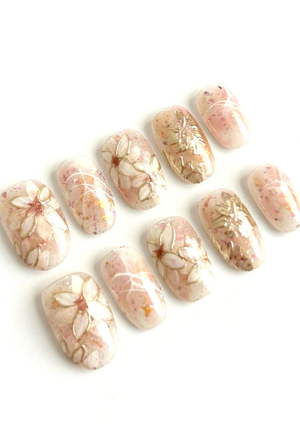 Blossom Glitter Press On Nails