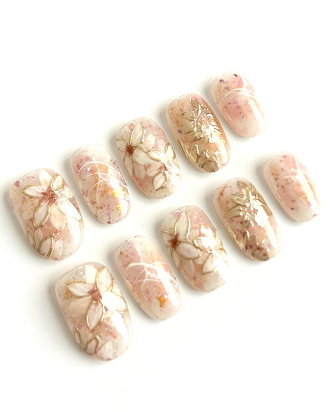 Blossom Glitter Press On Nails