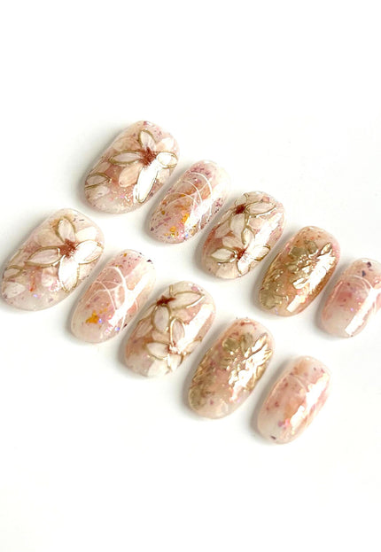 Blossom Glitter Press On Nails