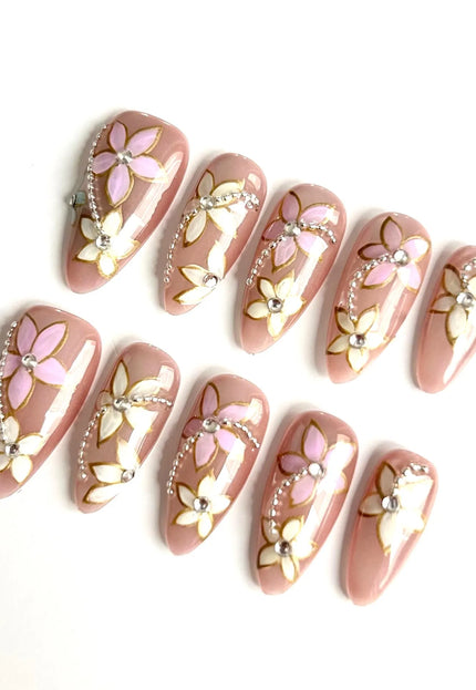 Crystal Bloom Press-On Nails