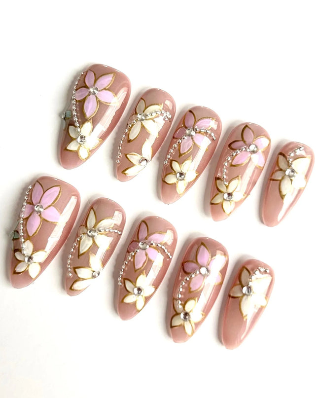 Crystal Bloom Press-On Nails