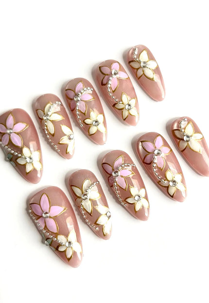 Crystal Bloom Press-On Nails