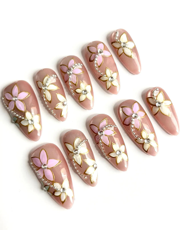 Crystal Bloom Press-On Nails