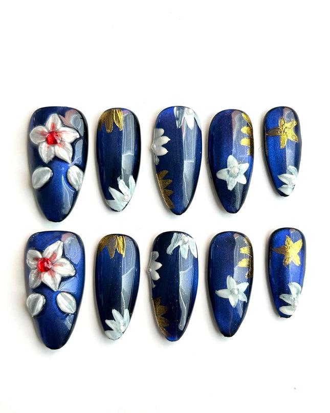 Sapphire Bloom Press-On Nails