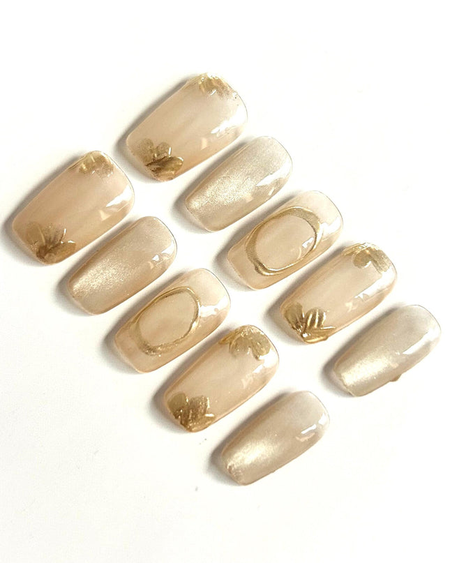 Champagne Petal Press-On Nails