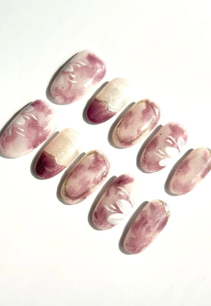 Purple Marble Press-On Nails