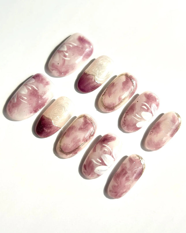Purple Marble Press-On Nails