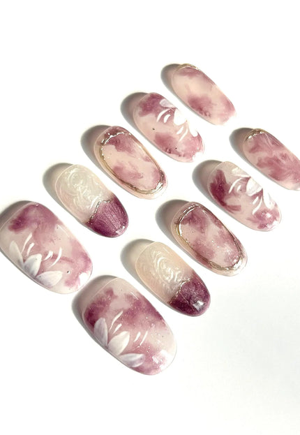 Purple Marble Press-On Nails