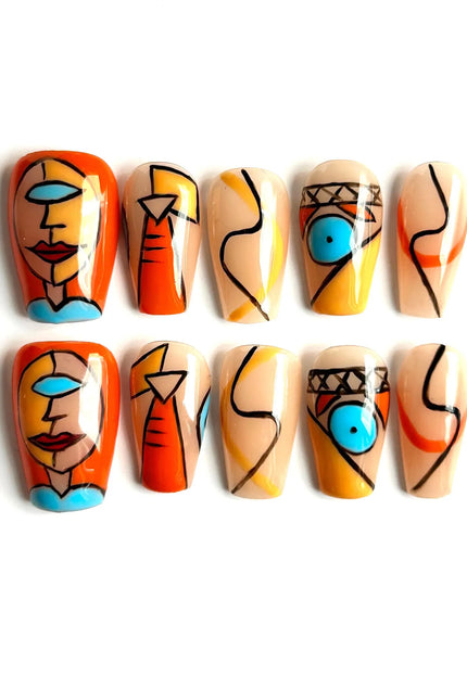 Abstract Orange Press-On Nails