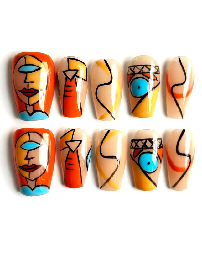 Abstract Orange Press-On Nails