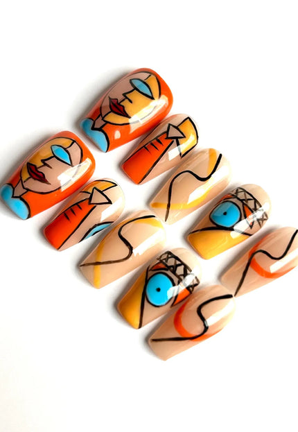 Abstract Orange Press-On Nails