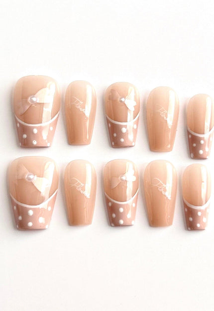 Bow & Polka Dot Press On Nails