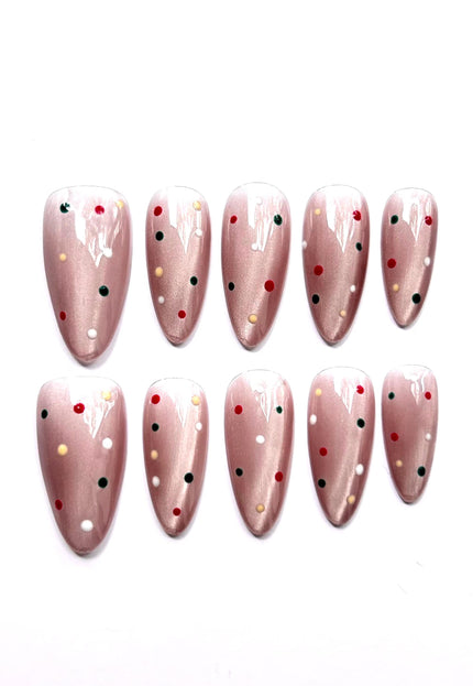 Polka Dot Cat Eye Press On Nails