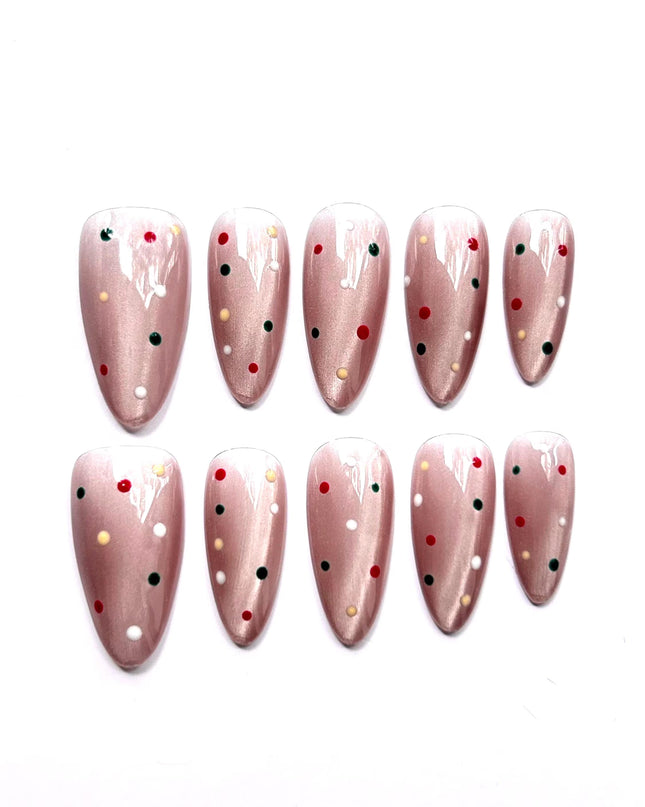 Polka Dot Cat Eye Press On Nails