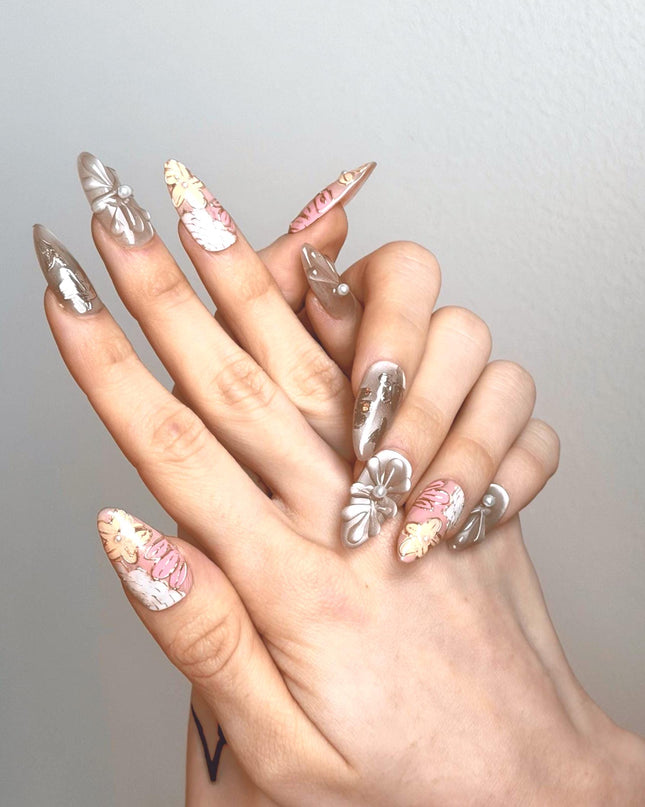 Golden Bloom Press-On Nails