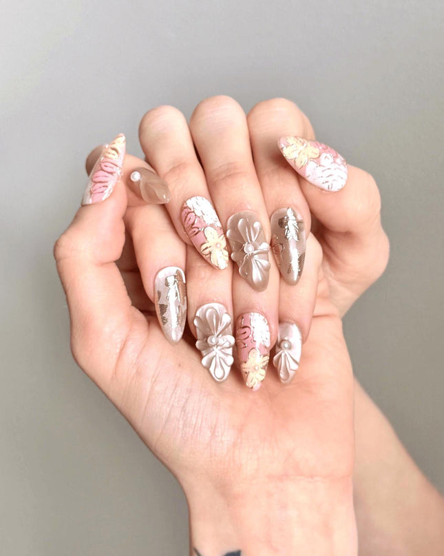 Golden Bloom Press-On Nails