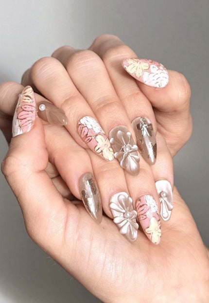 Golden Bloom Press-On Nails