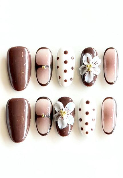 Brown Almond Press On Nails