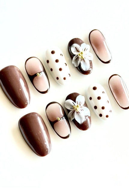 Brown Almond Press On Nails