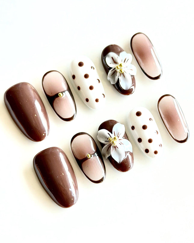 Brown Almond Press On Nails