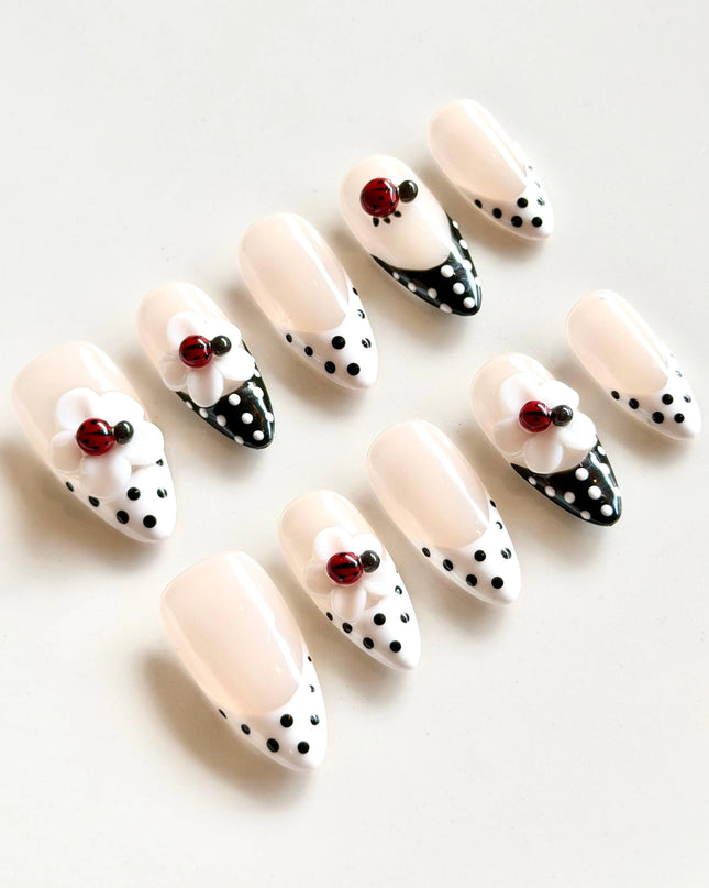 Lady-Bug 3D Press On Nails